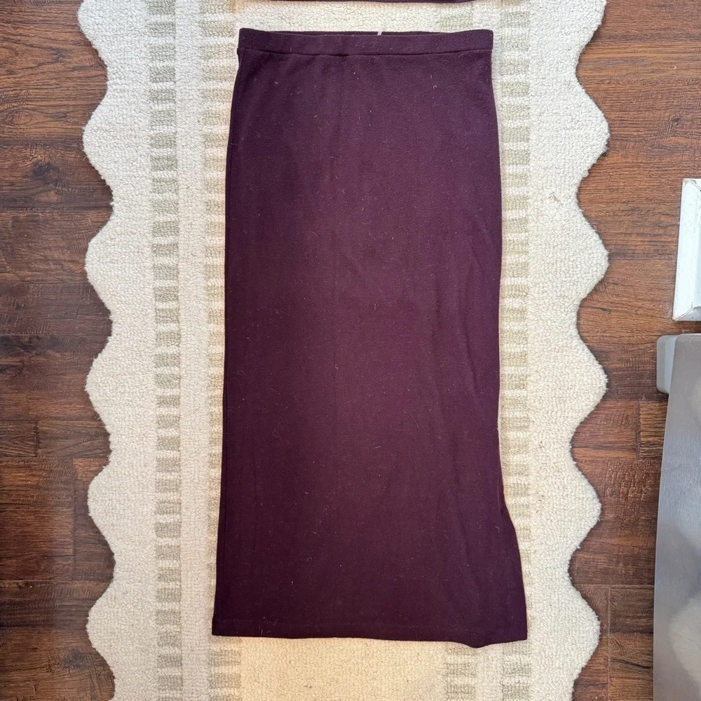 H by Bordeaux Plum Mock Neck Top and Maxi Skirt Set